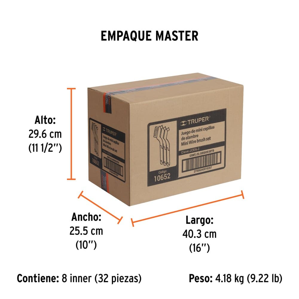 JUEGO DE 3 MINI CEPILLOS DE ALAMBRE 28 PINCELES, 10652 - TRUPER