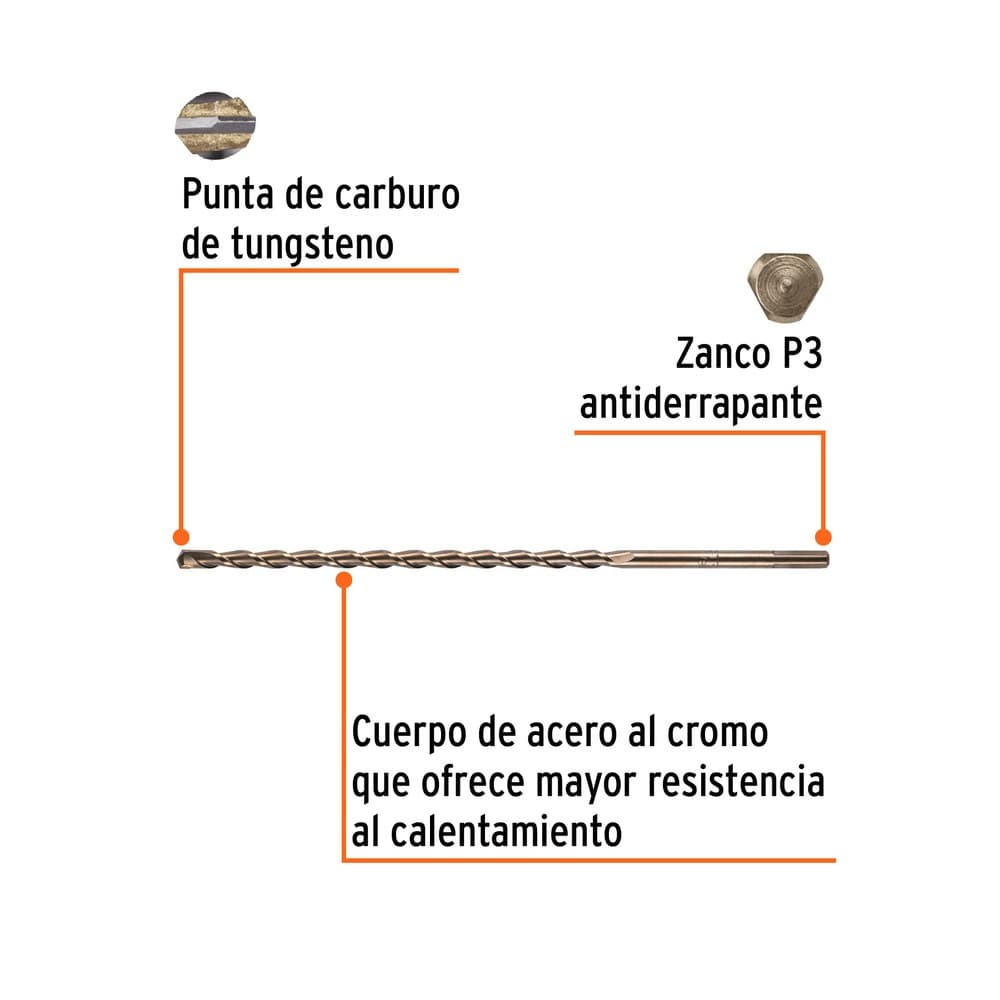 BROCA CONCRETO 3/8" X 12" ZANCO 11227 - TRUPER