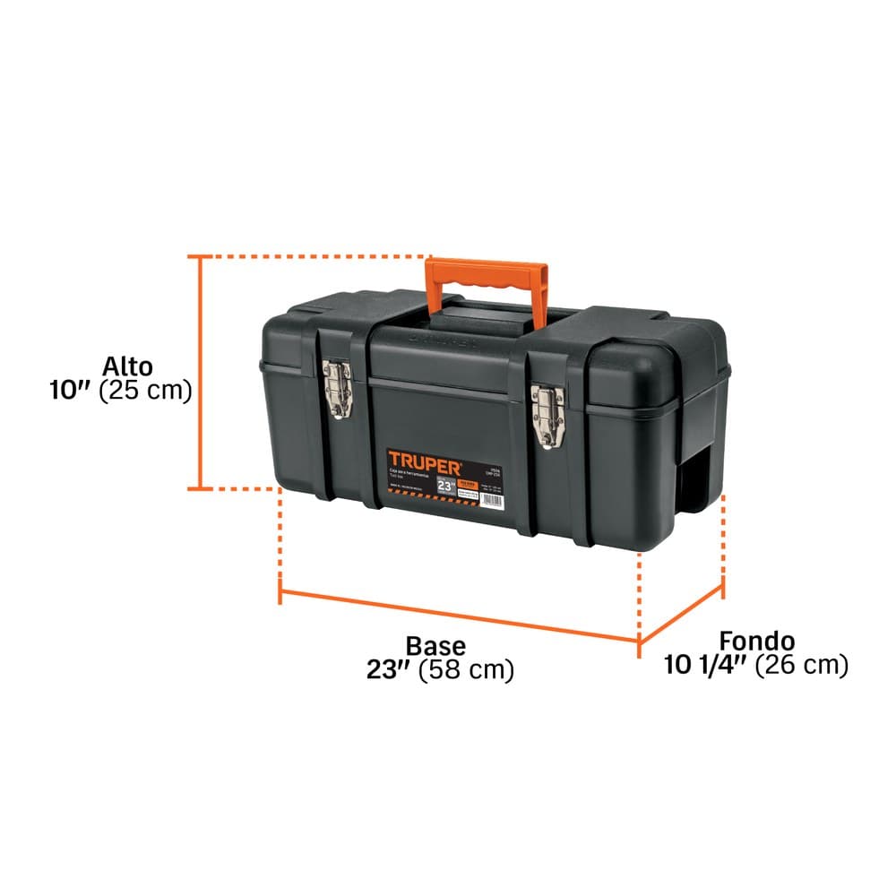 CAJA PARA HERRAMIENTA 23" INDUSTRIAL CON BROCHES METÁLICOS, 11506 - TRUPER