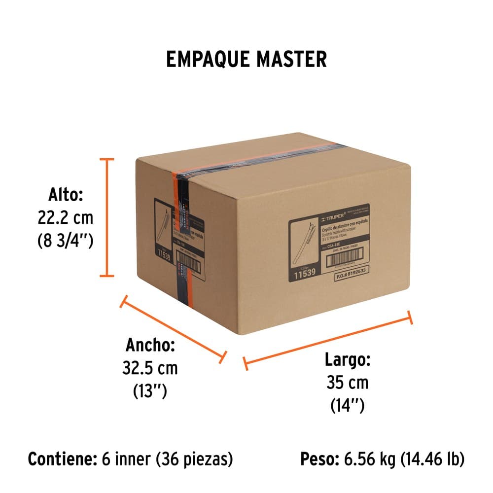 CEPILLO DE ALAMBRE 51 PINCELES ACERO AL CARBONO C/ESPÁTULA 11539 - TRUPER