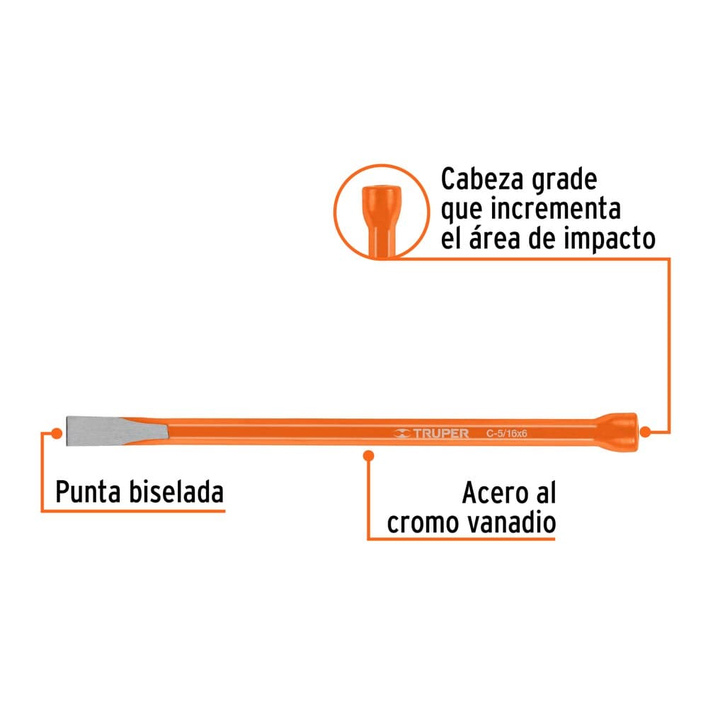 CINCEL DE CORTE FRIO DE 5/16 X 6", TRUPER 12103