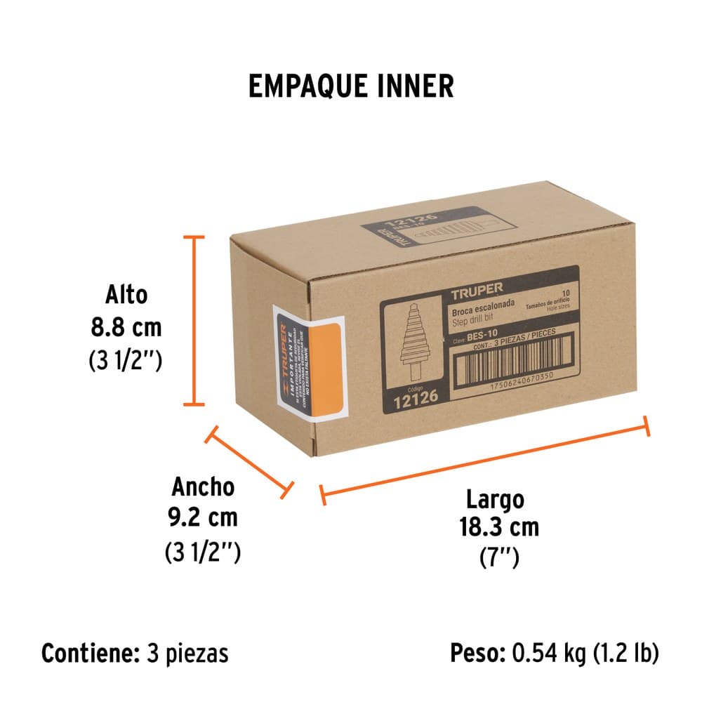 BROCA ESCALONADA 1/4 A 1 3/8 12126 - TRUPER