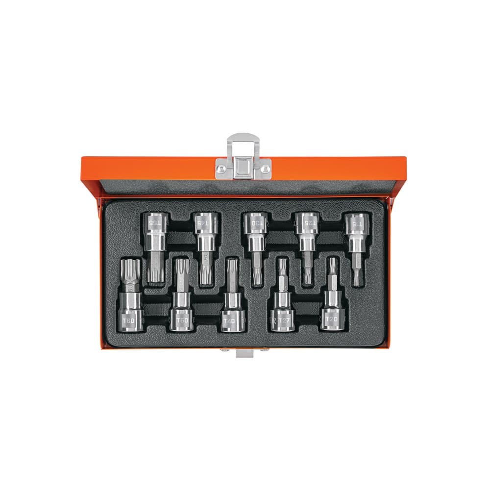 JUEGO DE 10 DADOS CUADRO 3/8" PUNTA TORX, ESTUCHE METALICO-MARCA 13976 - TRUPER