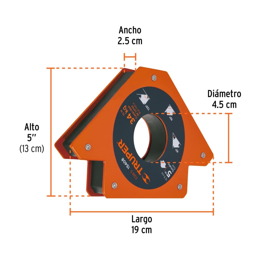 ESCUADRA MAGNETICA 5" PARA SOLDAR 34KG 15408 - TRUPER