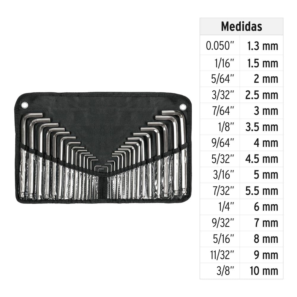 JUEGO LLAVES ALLEN LARGAS STD Y MM 30 PIEZAS   15562 - TRUPER