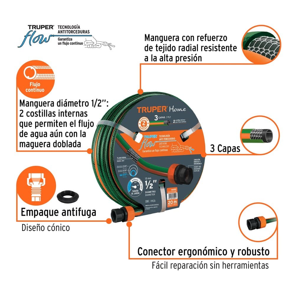 MANGUERA DE AGUA DE 1/2 X 20 METROS 16052 - TRUPER