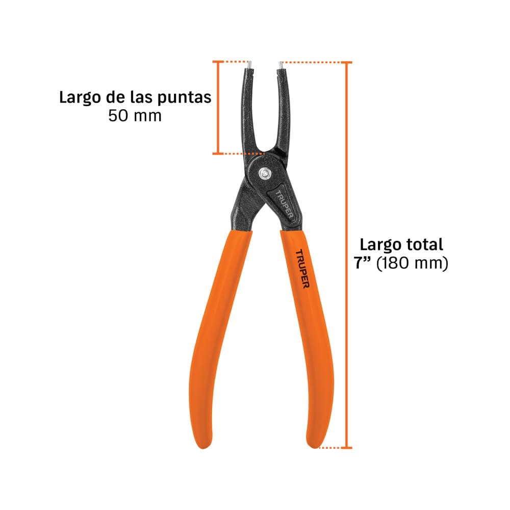 PINZA PUNTA RECTA 7" PARA CERRAR ANILLOS, MANGO DE PVC 17361 - TRUPER