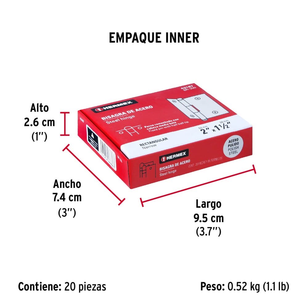 BISAGRA RECTANGULAR DE ACERO TRUPER 43187