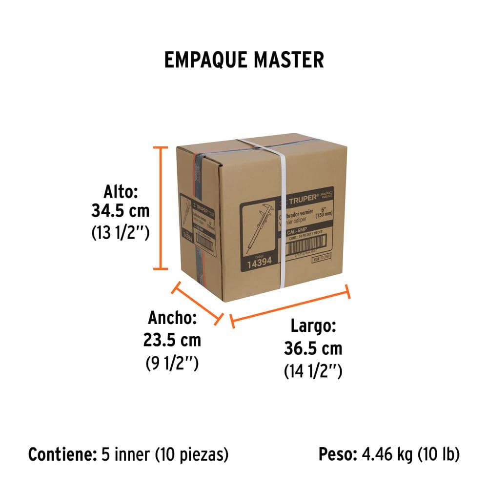 CALIBRADOR ANALOGICO 0-150MM ACERO INOX STD/MM TRUPER 14394