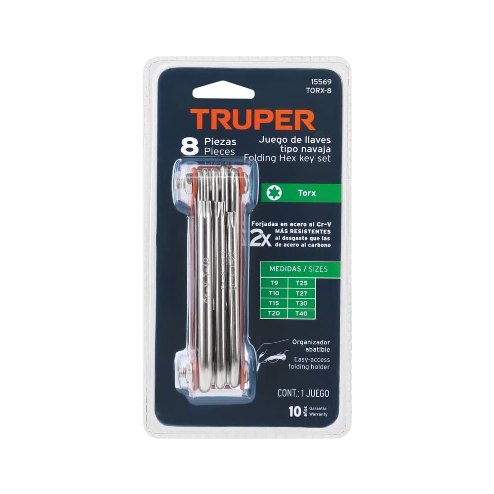 JUEGO DE 8 LLAVES TORX TIPO NAVAJA - TRUPER 15569
