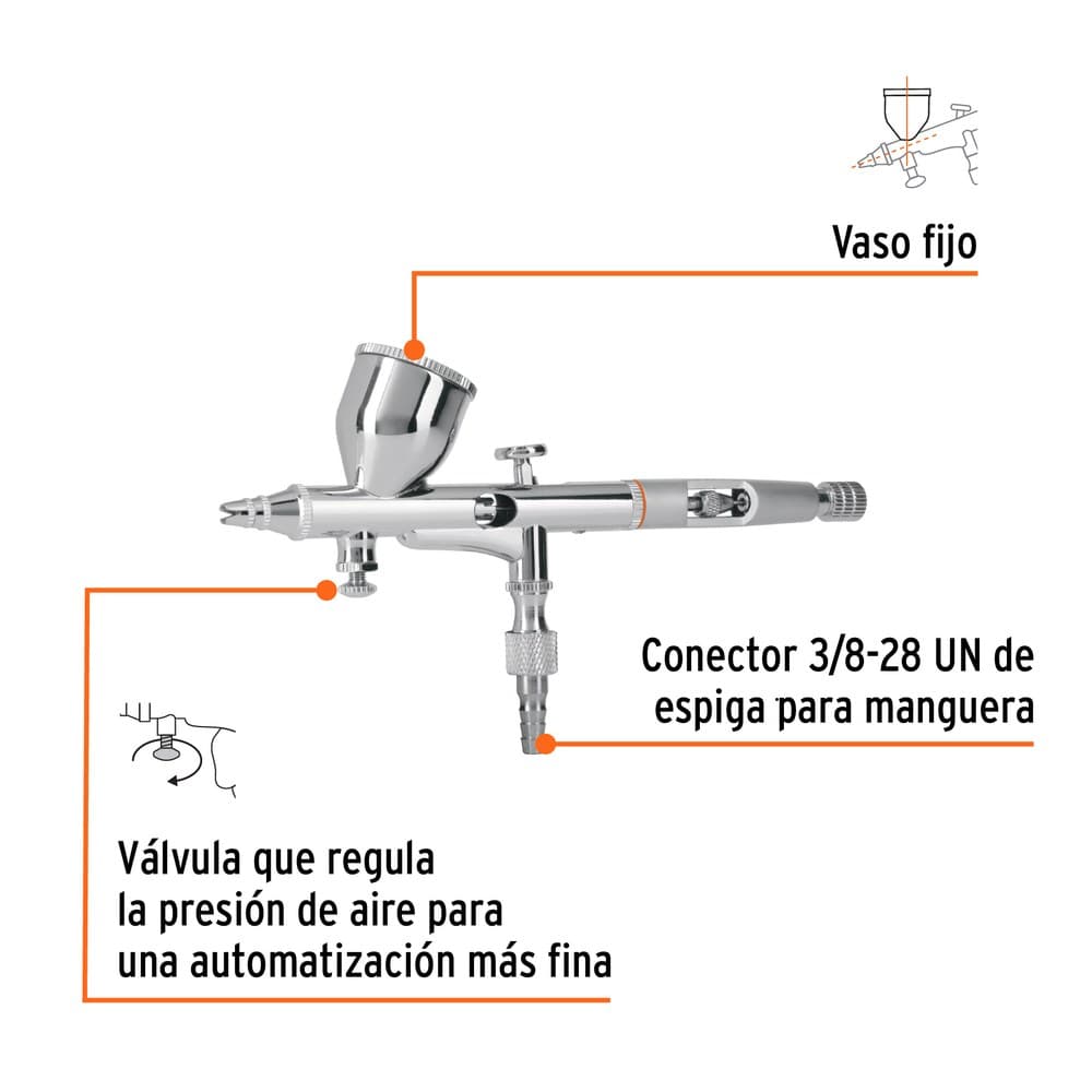 PISTOLA AEROGRÁFICA DE GRAVEDAD CON VASO FIJO, TRUPER 16020