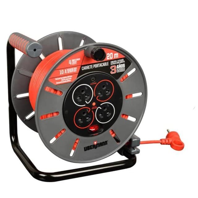 CARRETE PROFESIONAL 4 TOMAS X20 METROS NEGRO/ROJO