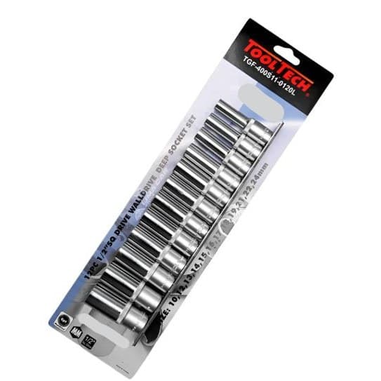JUEGO DE RIELES 12 DADOS HEXAGONALES TUBULARES 1/2" 6 PUNTAS